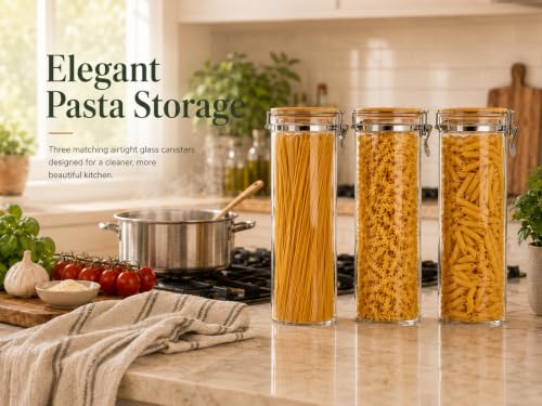 68 oz Tall Glass Spaghetti Jar with Airtight Clamp Lid - view 6