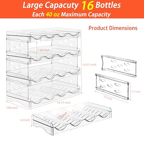 Stackable Wine Rack,Wine Bottle Holder for Inside Cabinet,for Pantry,Refrigerator,Countertop Organization-4 Tiers for 16 Bottles - view 2