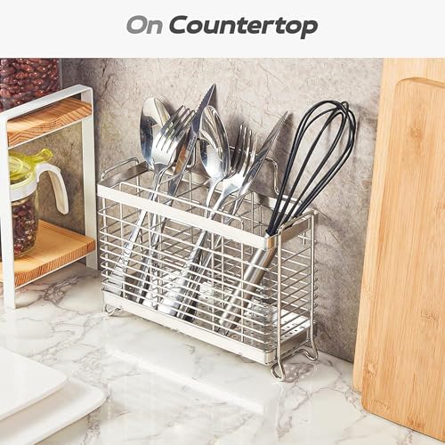 KESOL Stainless Steel Utensil Holder, Silverware Holder with 3 Compartments - view 3