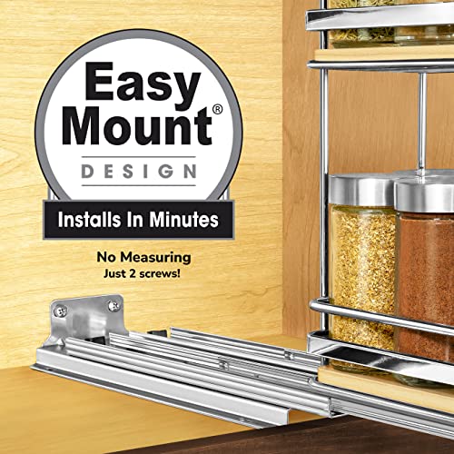 Élite Pull Out Spice Organization for Cabinets - 4-3/8 inch Wide – Spice Rack for Inside Cabinets – Wood/Chrome - Sliding Spice Rack Organizer for cabinet – Spice Rack - 2 Tier - view 3