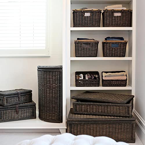 Tall Narrow Wicker Storage Basket, S, Walnut Brown - view 5