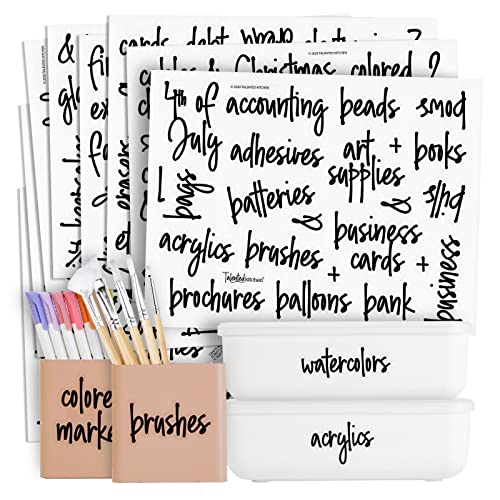Office & Craft Stickers - 212 Pack, Black Water-Resistant Vinyl - Home & Office Organization - Classroom & School Supplies