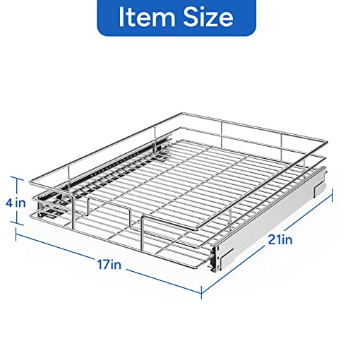 Pull Out Cabinet Organizer, Cabinet Pull Out Shelves 17" W x 21" D, Heavy Duty Cabinet Drawers Slide Out Kitchen Cabinet Organizers Storage Shelf - view 3