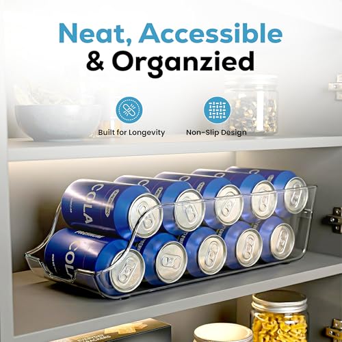Soda Can Organizer for Refrigerator & Pantry, 2 Pack, Clear - view 2