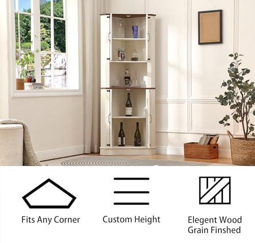 68'' Farmhouse Corner Storage Cabinet with Adjustable Shelf - view 5