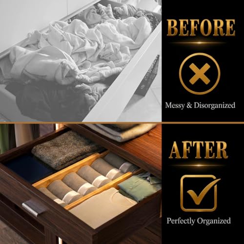 Adjustable Bamboo Drawer Dividers Expandable 8 Pack 17-22 Organizer - view 4