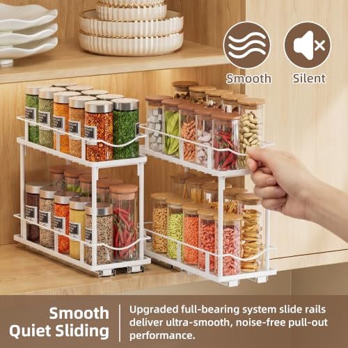Pull Out Spice Rack 2 Pack,Slide Out Cabinet Spice Rack,White - view 2