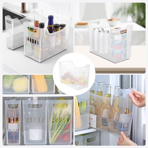 6 Pcs Plastic Freezer Organizer Bins, Clear Refrigerator Baskets - view 7