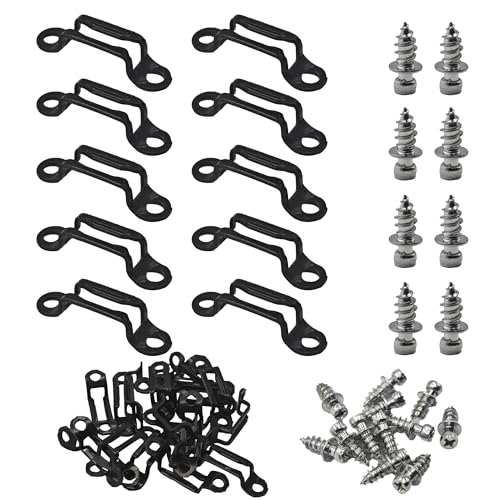 20PCS Furniture Panel Connector, Concealed Slide Buckle Fastener for Cabinet Wardrobe Assembly, Hidden Connection System(Full Through Buckle, Black)