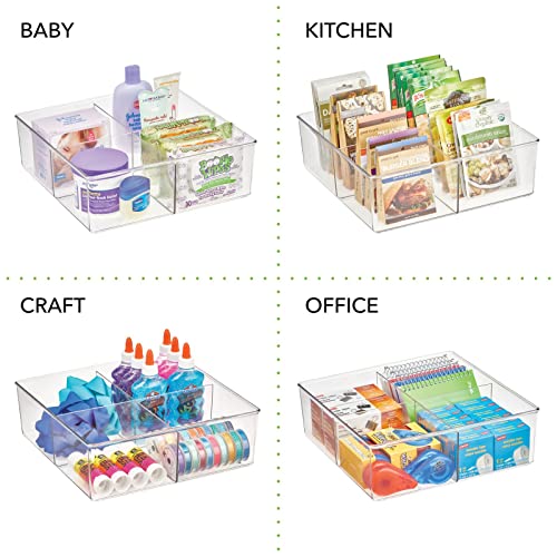 Plastic 4 Compartment Divided Drawer and Closet Storage Bin - Organizer for Scarves, Socks, Ties Bras, and Underwear - Dress Drawer Organizer, Shelf Organization - 2 Pack - Clear - view 5