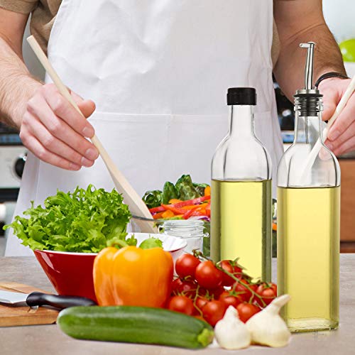 [2 PACK] 17 oz Glass Olive Oil Dispenser Bottle Set - 500ml Clear Oil & Vinegar Cruet Bottle with Pourers, Funnel and Labels - view 6