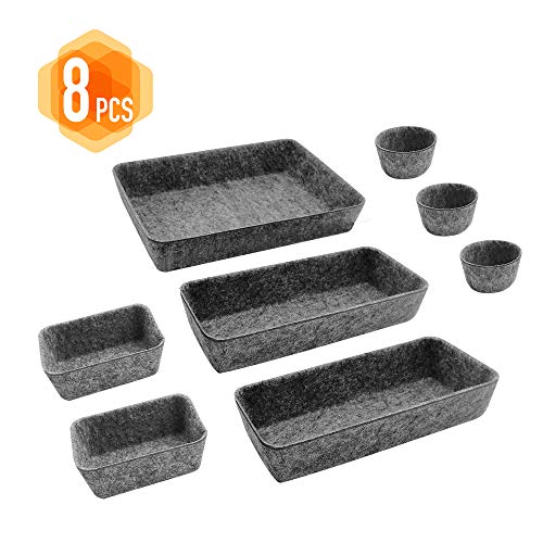 8pcs Drawer Organizers, Separators, Storage Box,Felt Storage Bins Inserts Tool Containers Toy Basket Shelf Cubes Foldable Drawer Dividers Desk Organisers - Grey - view 3