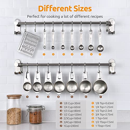 Measuring Cups and Spoons Set of 15, Silicone Spatula Set with 600℉ Heat Resistant (Aqua Sky) - view 2