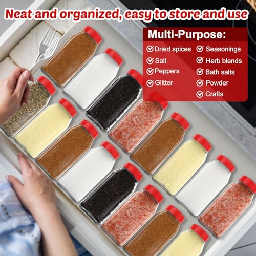 28 Pack 16 oz Red Plastic Spice Jars with Cap - view 5