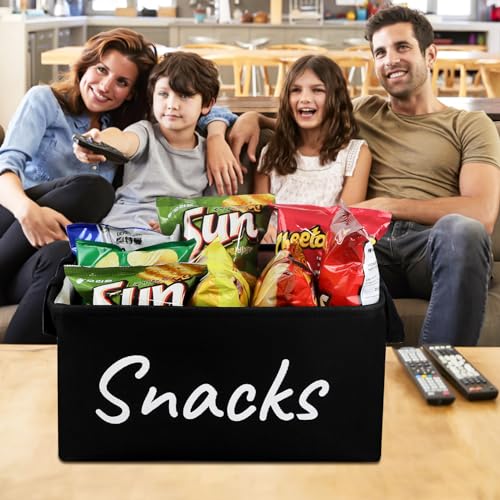 Snack Bin for Pantry - Snack Basket Organizer for Countertop - Imitation Linen Snack Storage Containers for Storing Chips, Pretzels, Cookies, Popcorn and more - Kitchen Organization - view 5