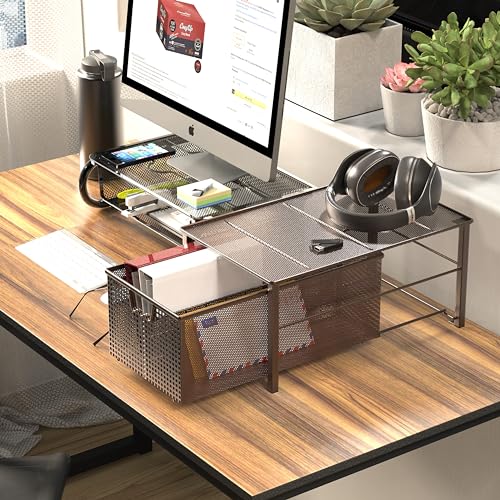 Stackable Pull Out Cabinet Sliding Basket with Divider, Large - view 5