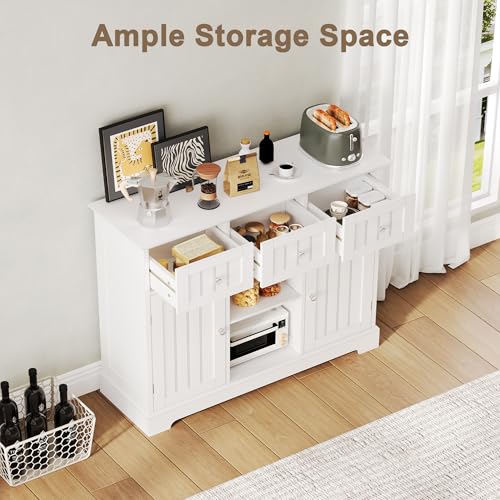 35.4" Coffee Bar Cabinet with 3 Drawers and 2 Doors, White - view 5