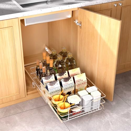 Pull Out Cabinet Organizer, (11½"W x 20" D), Soft Close Pull Out Cabient Drawer, Slide Out Cabient Organizer for pot and pan Kitchen Base Cabinet, Pantry Organization, Bathroom, Wire Basket - view 2