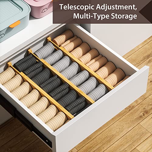 4 Pack Bamboo Drawer Dividers 17-22" Adjustable Kitchen Organizer, Natural - view 6