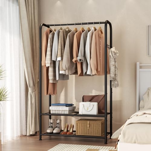 Wardrobe Standing Closet Clothing Rack With Shelf Hanging Clothes - view 2
