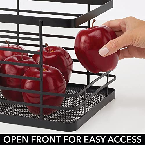 Stacking Wire Baskets Food Organizer Storage Metal Basket with Open Front for Kitchen Cabinet, Pantry, Cupboard, and Shelves - Organize Fruits, Snacks, and Vegetables - 2 Pack - Matte Black - view 5