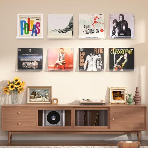 8 Pcs 12" Vinyl Record Wall Mount Shelves, Clear Acrylic Display - view 2