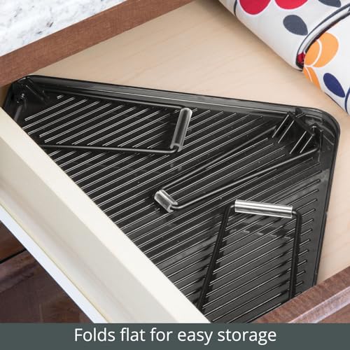 Plastic/Steel Corner Stackable Rack, Storage Organizer Shelf for Bathroom, Vanity, Countertop, Sink, Cabinet, Holds Makeup, Shower Accessories, Ligne Collection - 2 Pack - Black/Smoke Gray - view 6