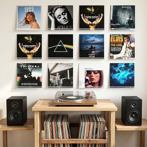 Vinyl Record Shelf Wall Mount 12 Pack, 12 inch Album Record Display - view 2