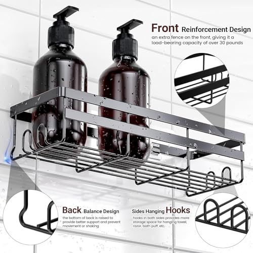 2 Pack Adhesive Shower Caddies, No Drill Bathroom Shelves, Large - view 5