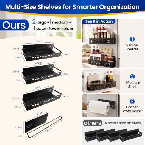 Magnetic Spice Rack with Paper Towel Holder,4 Pack refrigerator organizer - view 3