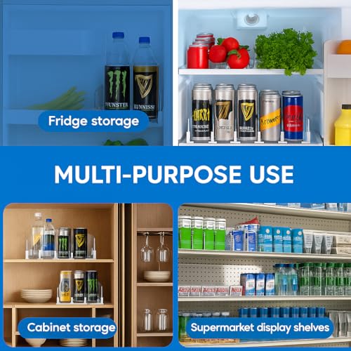 Drink Organizer for Fridge – 3-Tier Can Dispenser for Fridge, Self-Pushing Drink Dispenser Fridge, Adjustable Width Durable Soda Can Organizer for Refrigerator - view 4