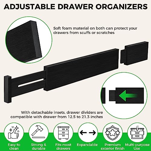 4 Pack Bamboo Drawer Dividers Organizer with Inserts 2.6'' High - view 4