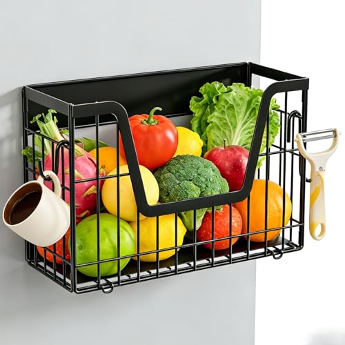 Magnetic Spice Rack, Magnetic Shelf for Fridge, Pantry Organizers & Storage, Kitchen Organization, Fridge Organizer, Magnetic Paper Towel Holder, Black