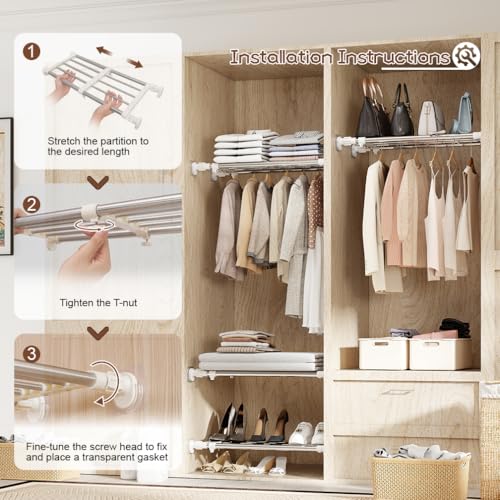 Closet Tension Shelf & Rod Expandable, Adjustable Storage Rack - view 4