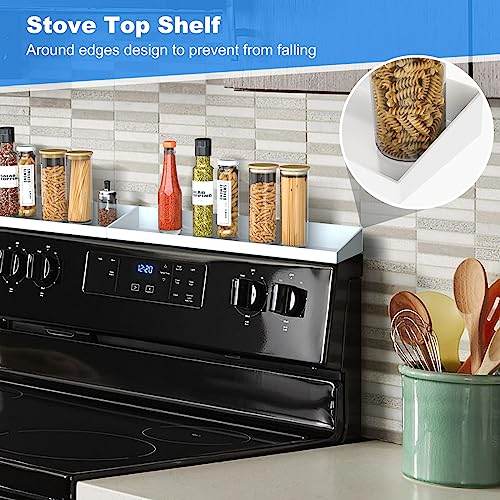 30" Magnetic Stove Top Shelf Spice Rack,2 Pack 15" kitchen Seasoning Organizers Storage Gadgets Spice Rack Over The Stove Shelf Metal (White-2 Pack 15") - view 7