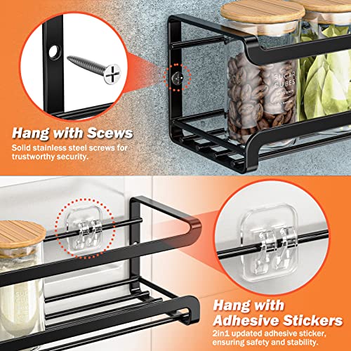 Spice Rack Wall Mounted 2 Pack, Black,11.41x2.75x2.75in - view 3