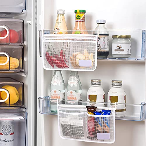 2 Pack Minimalist Refrigerator Organizer, White, Blue, Kitchen Storage & Organization Product Accessories, Caddy, Door Mount, Polypropylene, 22x22cm, 15g, 2 Compartments