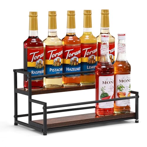 Coffee Syrup Rack Organizer, 2 Tier 10 Bottles Holder Stand for Bar