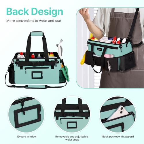 Large Wearable Cleaning Caddy Bag with Handles, Blue Green - view 4
