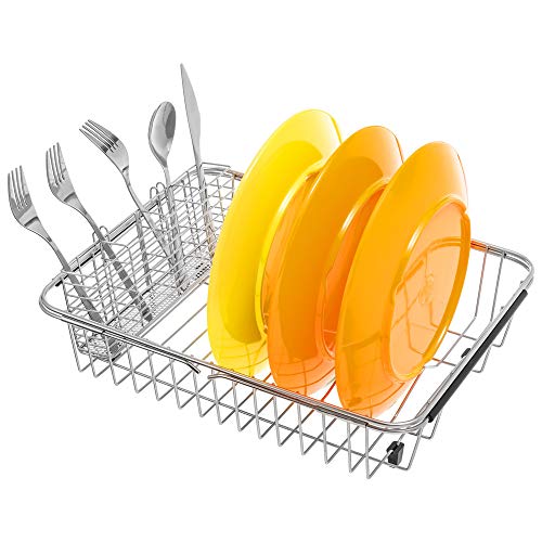 Utensil Silverware Holder Organizer Hanging Cutlery Organizer Spoon Drying Rack Basket Holder, 4 Divided Compartments Silverware Organizer, Stainless Steel - view 3