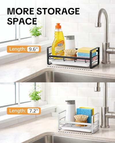 Large Kitchen Sponge Holder, 304 Stainless Steel Sink Caddy, Black - view 2