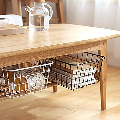Wire Storage Baskets, Large Farmhouse Metal Freezer Basket Storage Organizer Bins with Handles for Kitchen Cabinets, Pantry, Closets, Bedrooms, Bathrooms, Set of 6, White - view 3