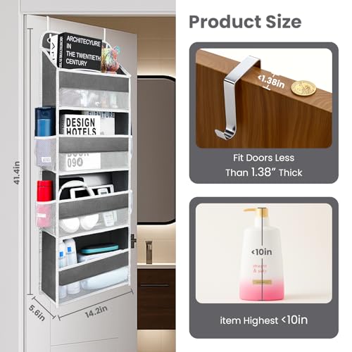 Over the Door Organizer 4 Shelves & 4 Side Pockets, Hanging Door Storage - view 2