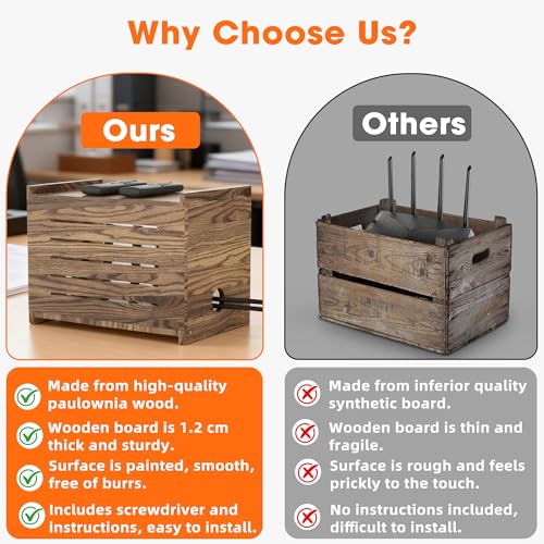 Wooden WiFi Router Storage Box for Routers Up to 9.8" Tall, Need Assembly - view 4