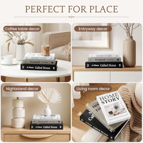 Aesthetic Decorative Books-Set of 3 Linen Fake/Faux Books for Modern Home Decoration on Coffee Table, Bookshelf or Mantel-Photo Storage Solution and as a Keepsake Box - view 6