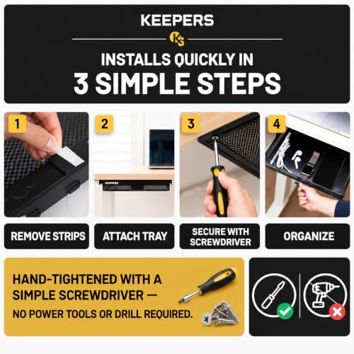 KEEPERS Anything Keeper – Compact 11x10 in Under Cabinet Pull-Down Basket, Hidden Steel Organizer for K-Cups, Spices & Small Items, Magnetic Close, Kitchen RV Desk – Black - view 5