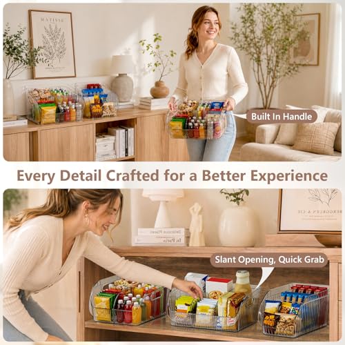 3 Pack Adjustable Dividers Storage Bins, Clear Pantry Organizers Boxes Set - view 5