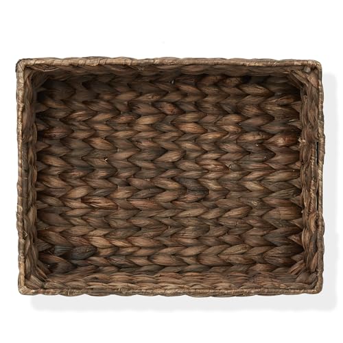 Set of 4 Water Hyacinth Pantry Baskets, 10" x 13" x 5", with Chalkboard Labels and Chalk Marker - Espresso, Woven Storage Bin Organizers for Kitchen Shelves - view 6