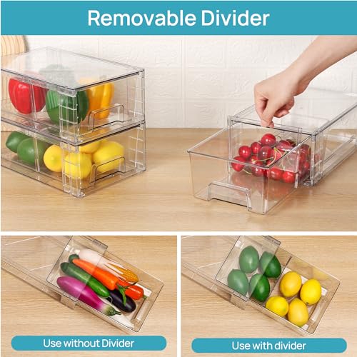 2 Pack Stackable Clear Drawer with Dividers - view 5