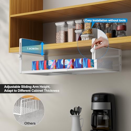 2Pack Expandable Under Shelf Storage Basket Organizer, White - view 3